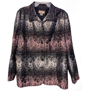 Metallic Blazer Black Gray Purple Baroque Pattern